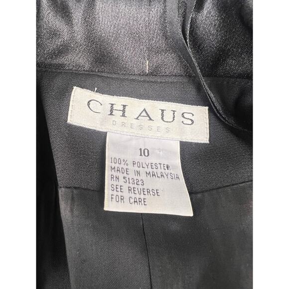 Vintage Chaus Dresses Black Short Sleeve Button Up Maxi Formal Dress Size 10 - Picture 4 of 8